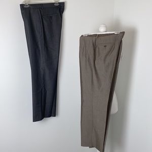 Mens Lauren by Ralph Lauren 2 pair Grey Taupe Slacks Pants bundle 34W x 30L